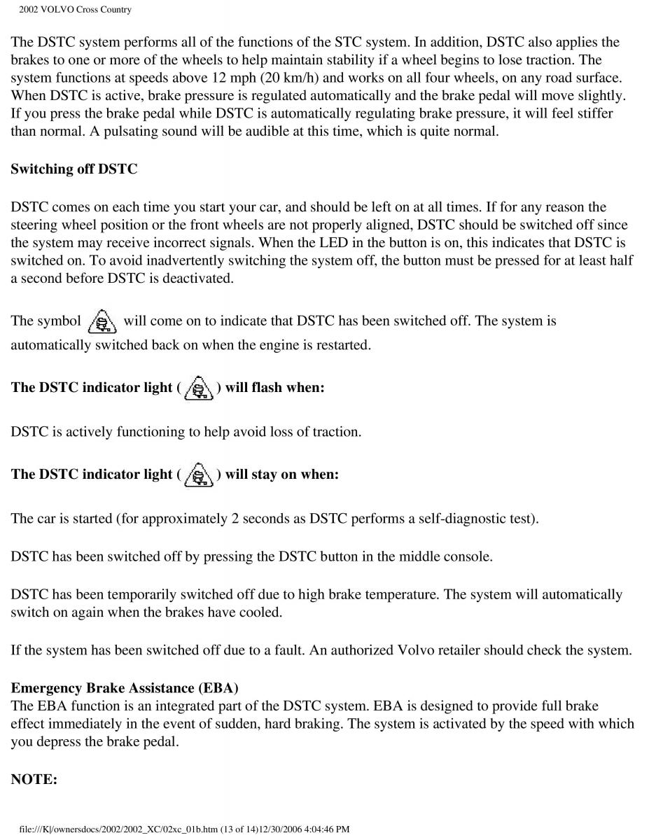 Volvo XC70 Cross Country owners manual / page 34