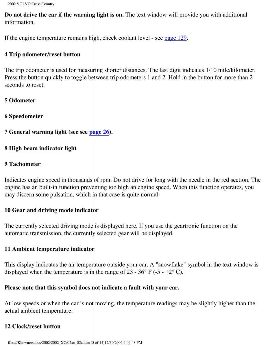 Volvo XC70 Cross Country owners manual / page 40