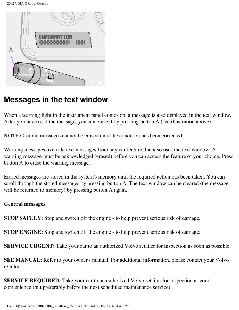 Volvo XC70 Cross Country owners manual / page 45