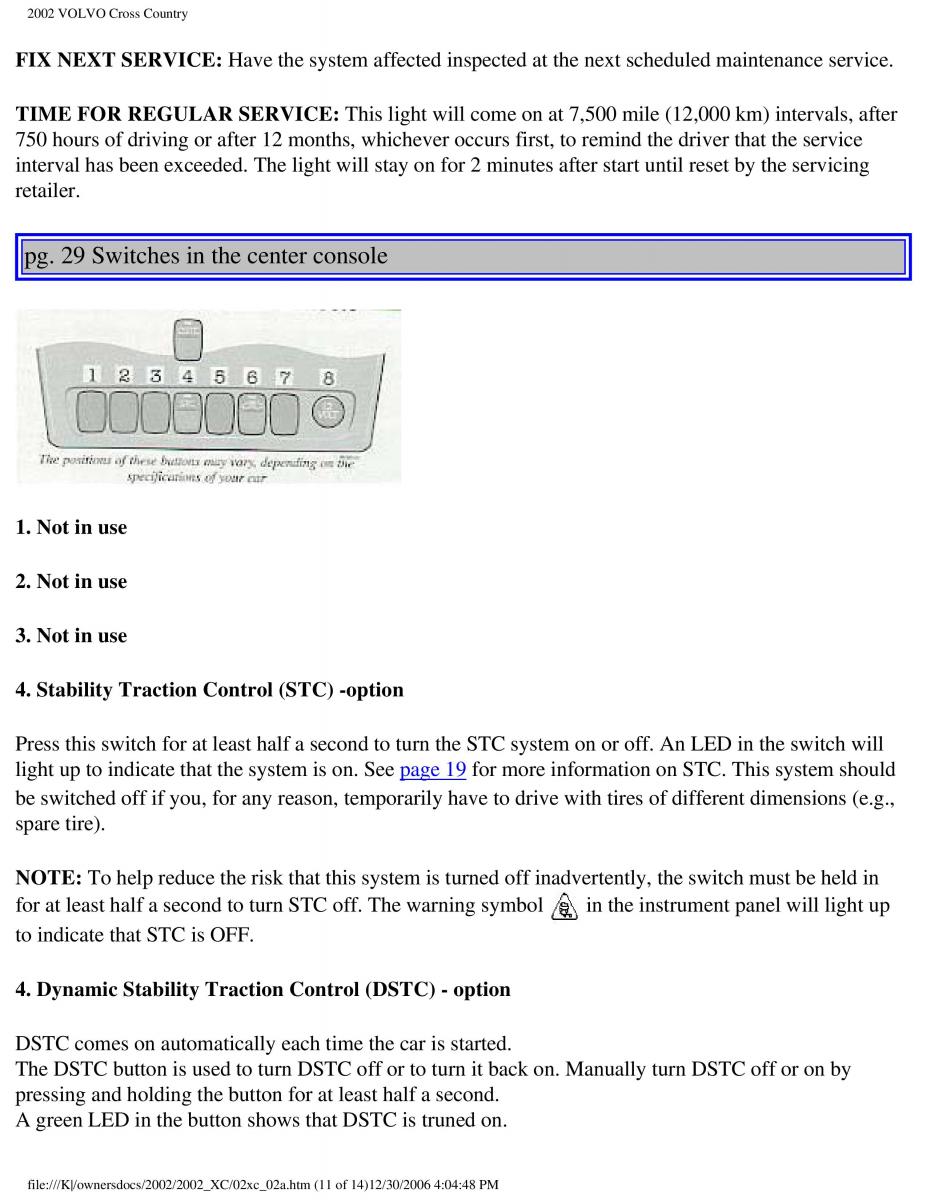 Volvo XC70 Cross Country owners manual / page 46