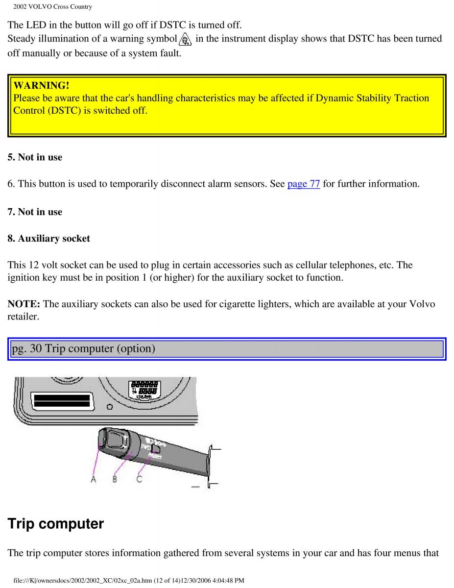 Volvo XC70 Cross Country owners manual / page 47