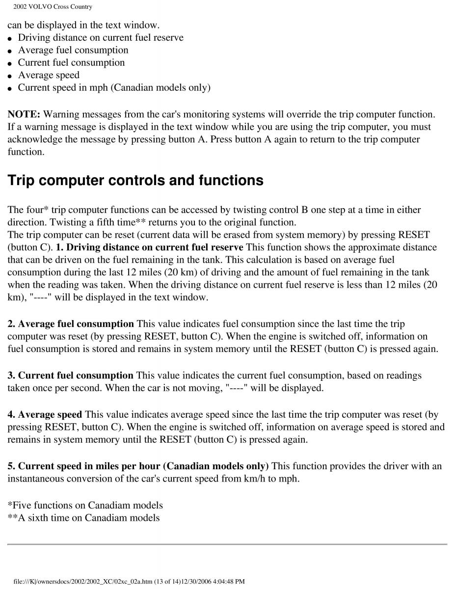 Volvo XC70 Cross Country owners manual / page 48