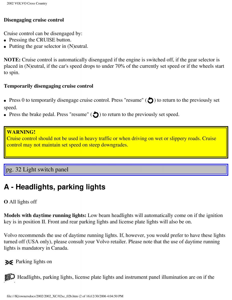 Volvo XC70 Cross Country owners manual / page 51