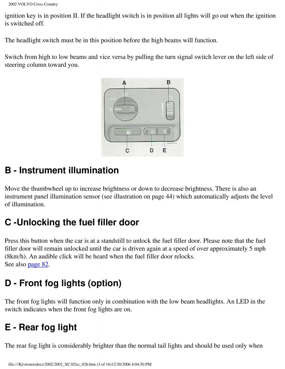 Volvo XC70 Cross Country owners manual / page 52