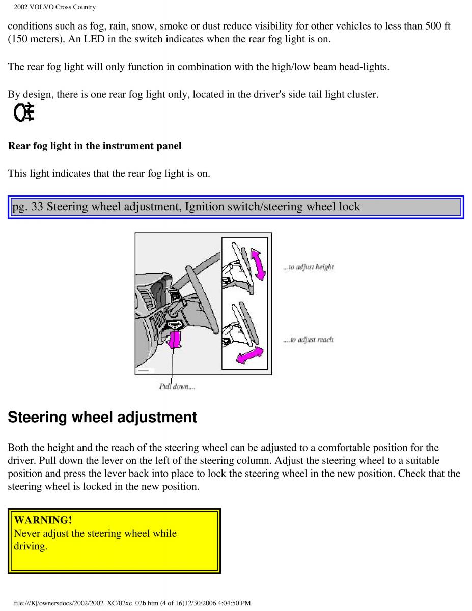 Volvo XC70 Cross Country owners manual / page 53