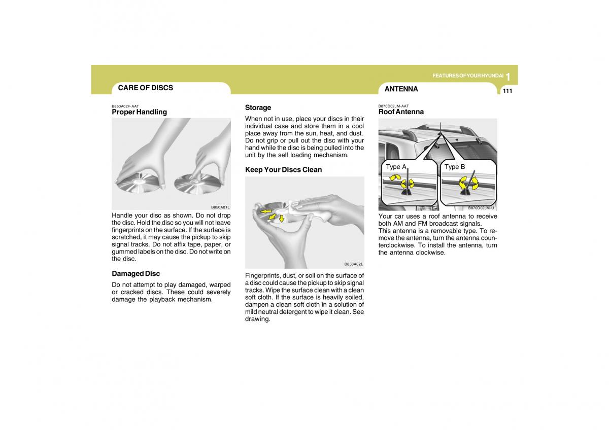 Hyundai Tucson I 1 owners manual / page 122