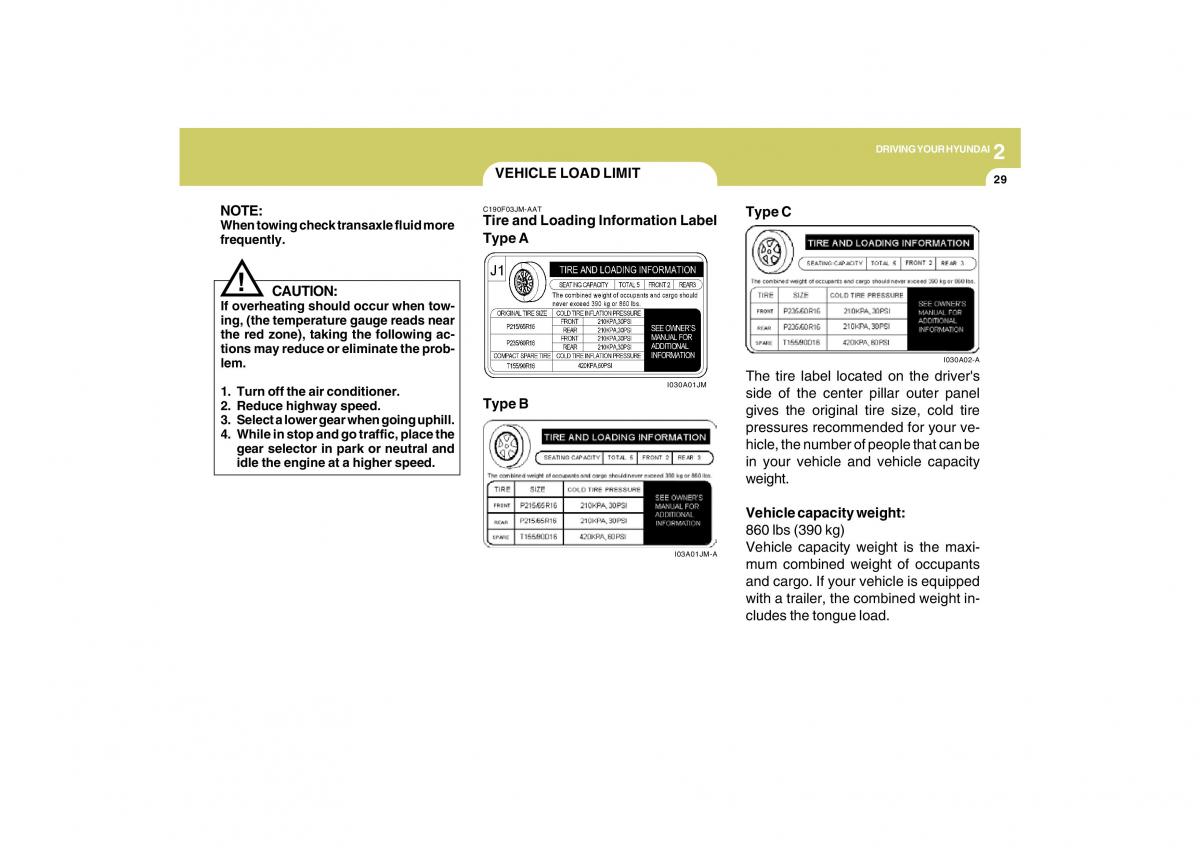 Hyundai Tucson I 1 owners manual / page 164