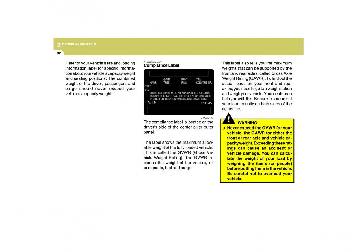 Hyundai Tucson I 1 owners manual / page 167