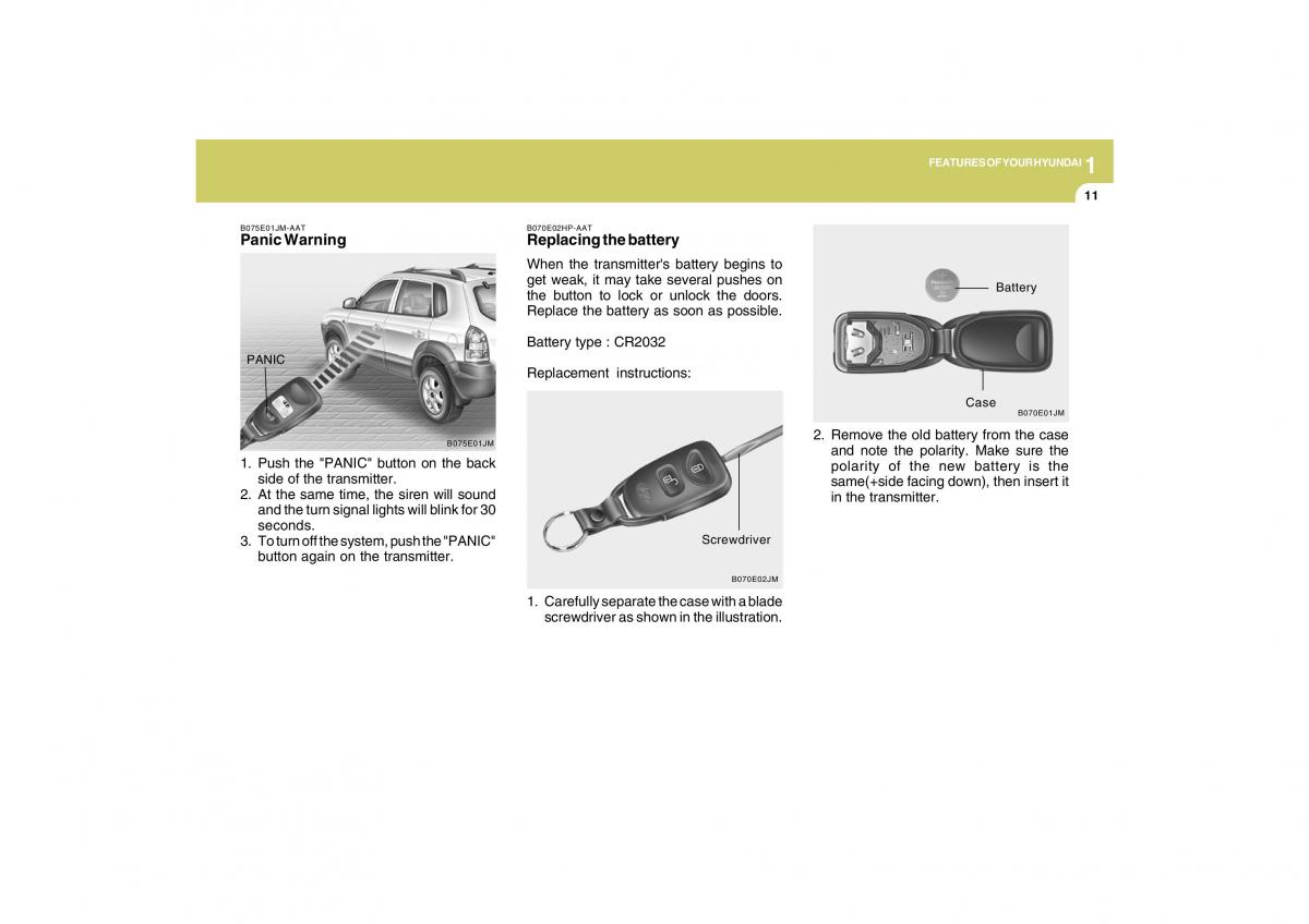 Hyundai Tucson I 1 owners manual / page 22