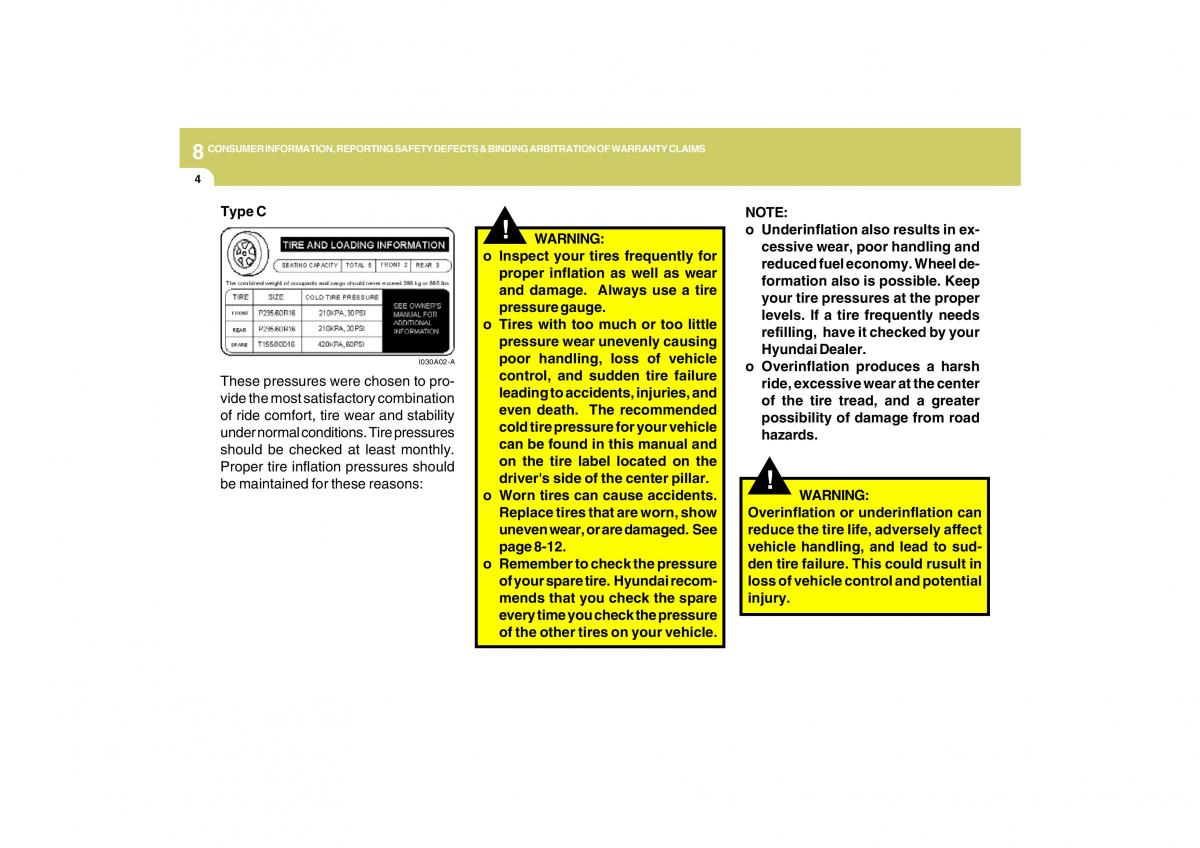 Hyundai Tucson I 1 owners manual / page 249