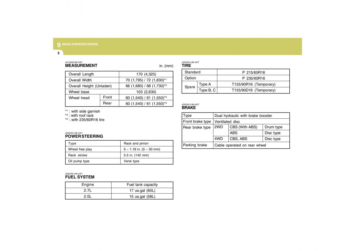 Hyundai Tucson I 1 owners manual / page 265