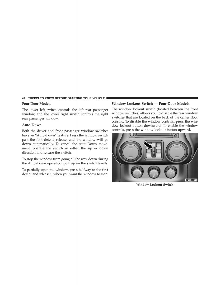 Jeep Wrangler TJ 2013 owners manual / page 46