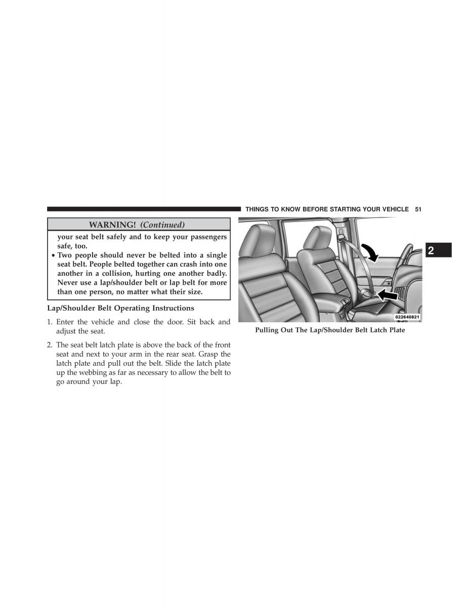 Jeep Wrangler TJ 2013 owners manual / page 53