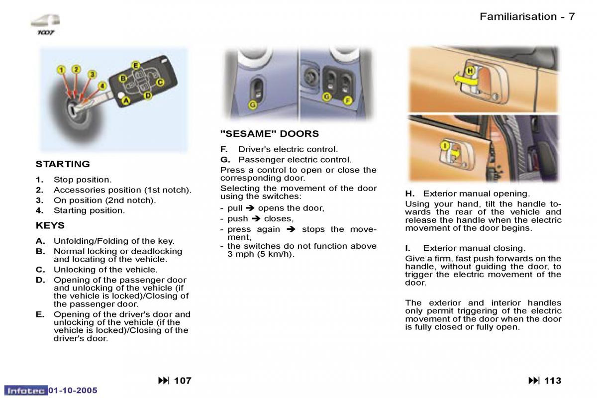 Peugeot 1007 owners manual / page 109