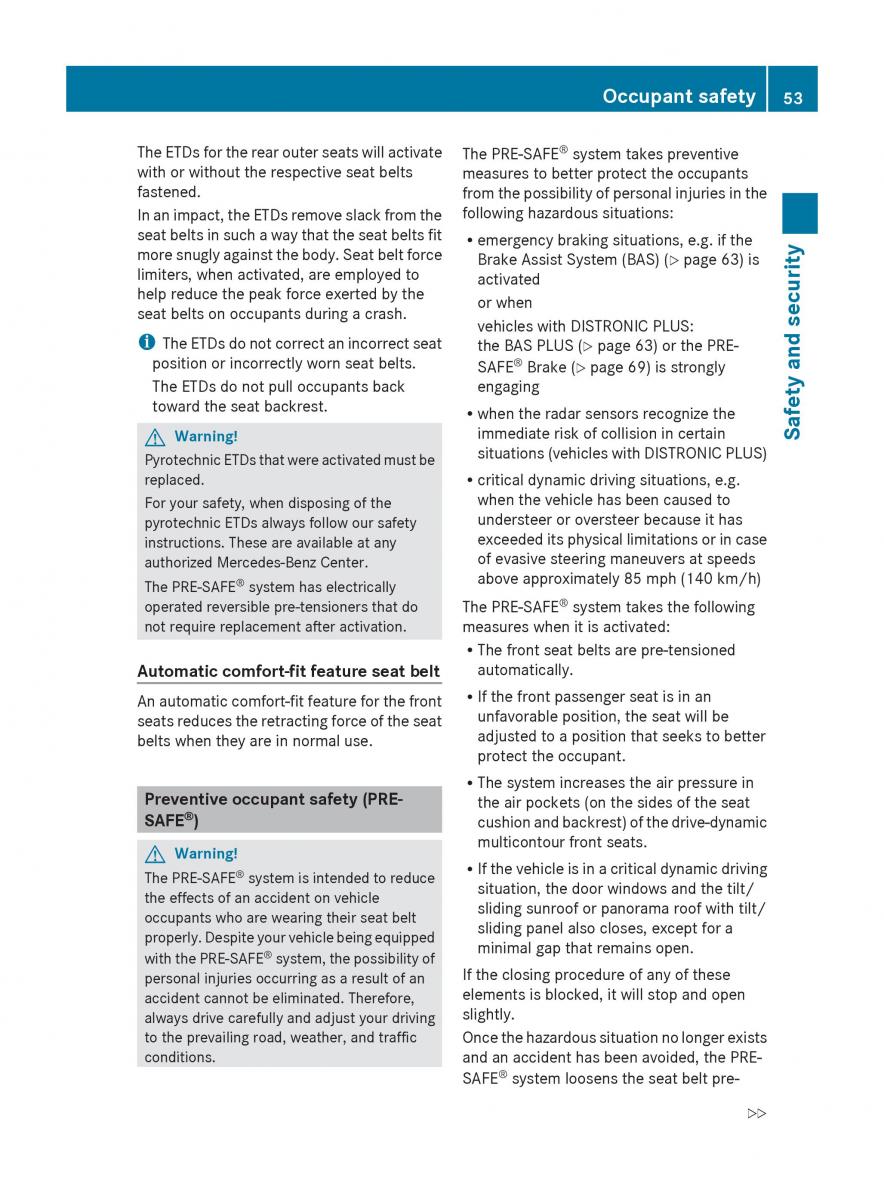 Mercedes Benz E Class W212 2010 owners manual / page 55