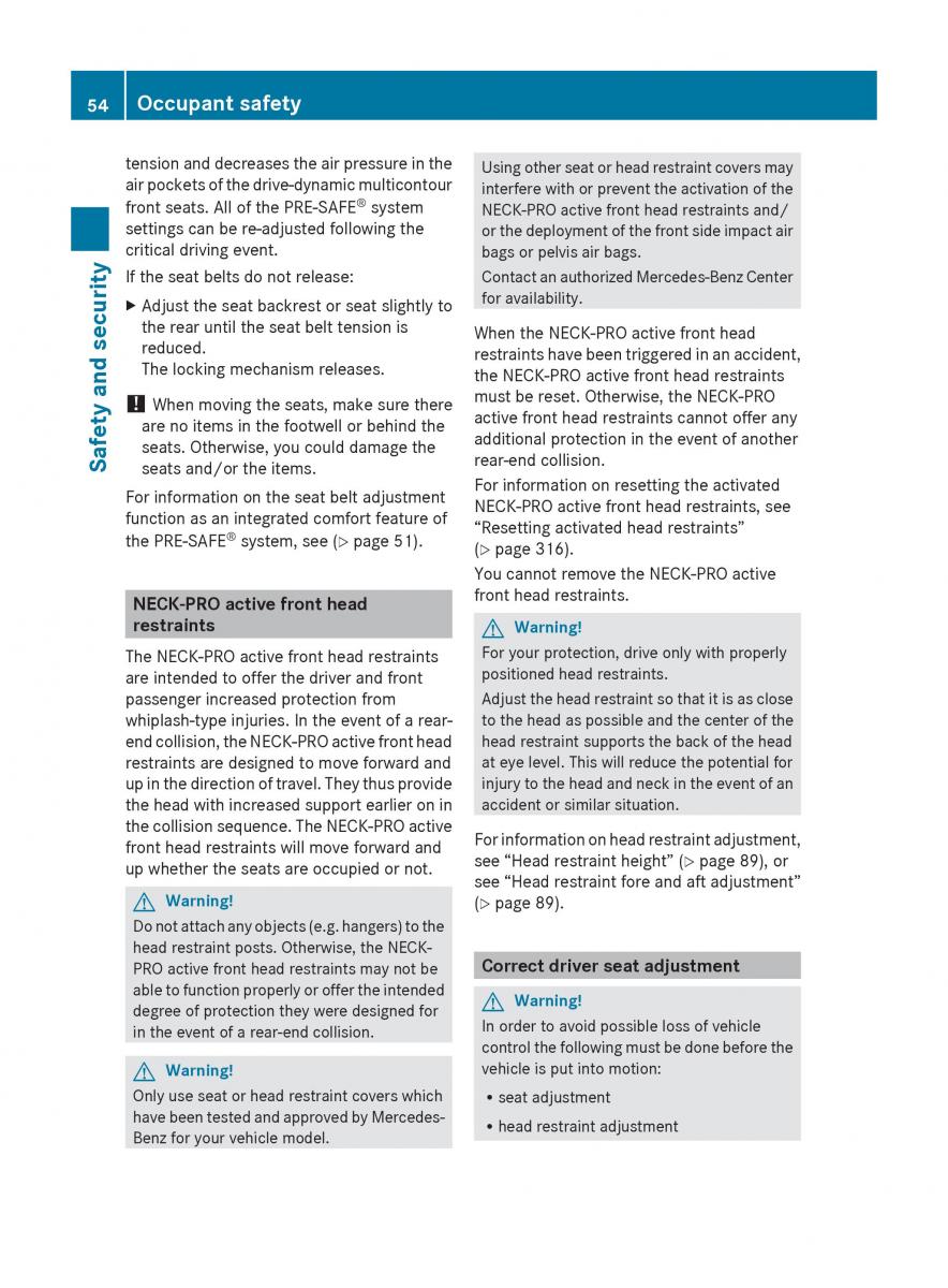 Mercedes Benz E Class W212 2010 owners manual / page 56