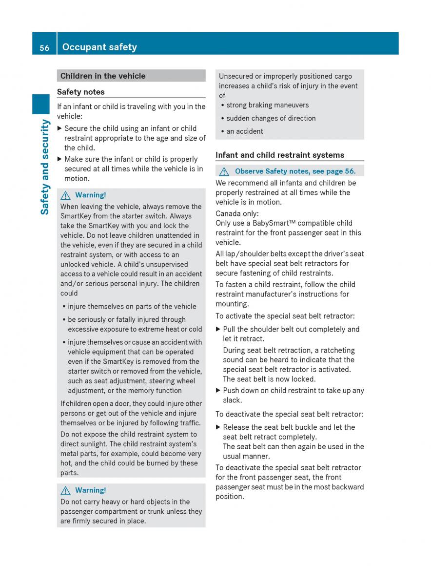 Mercedes Benz E Class W212 2010 owners manual / page 58