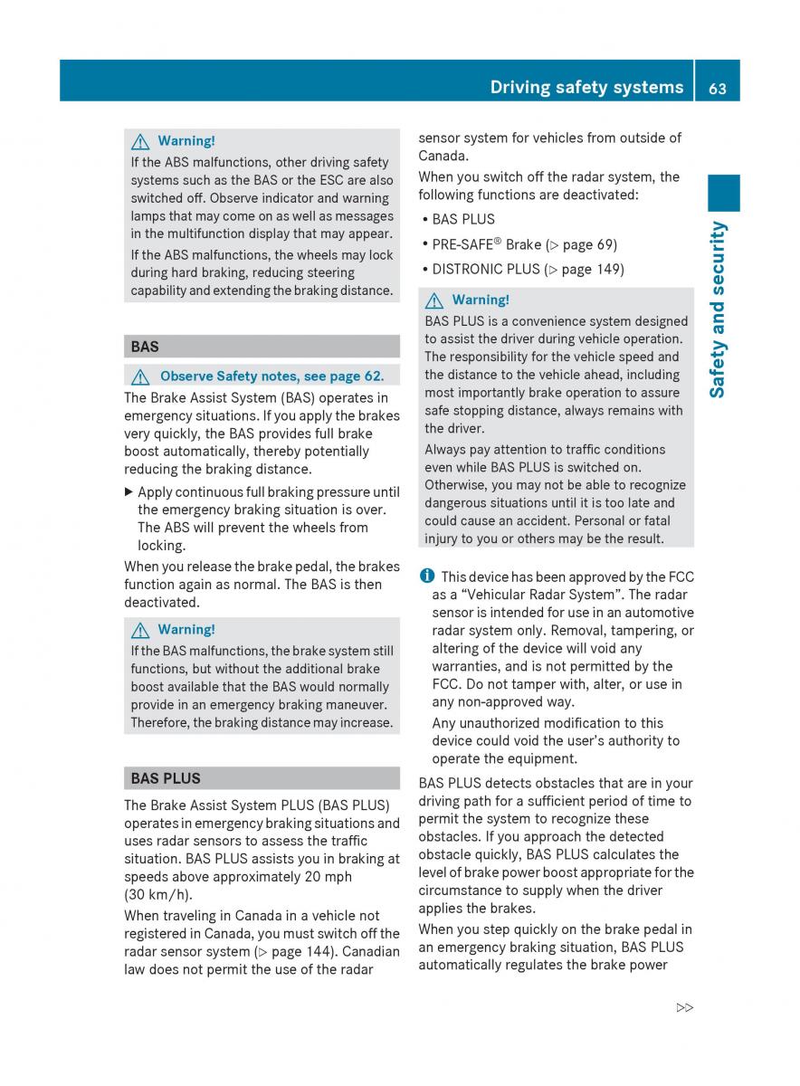 Mercedes Benz E Class W212 2010 owners manual / page 65