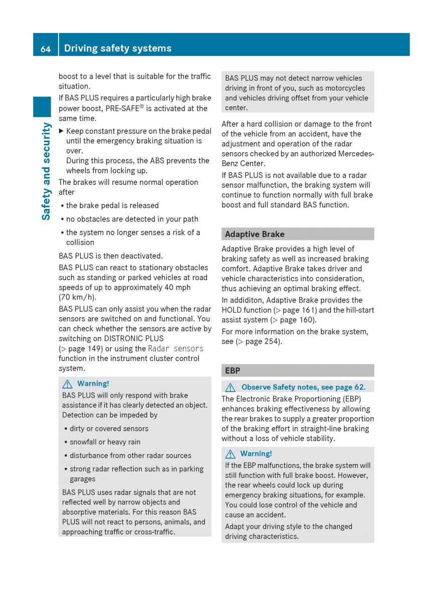 Mercedes Benz E Class W212 2010 owners manual / page 66