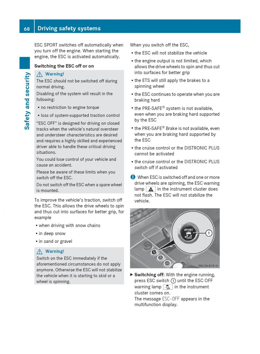 Mercedes Benz E Class W212 2010 owners manual / page 70