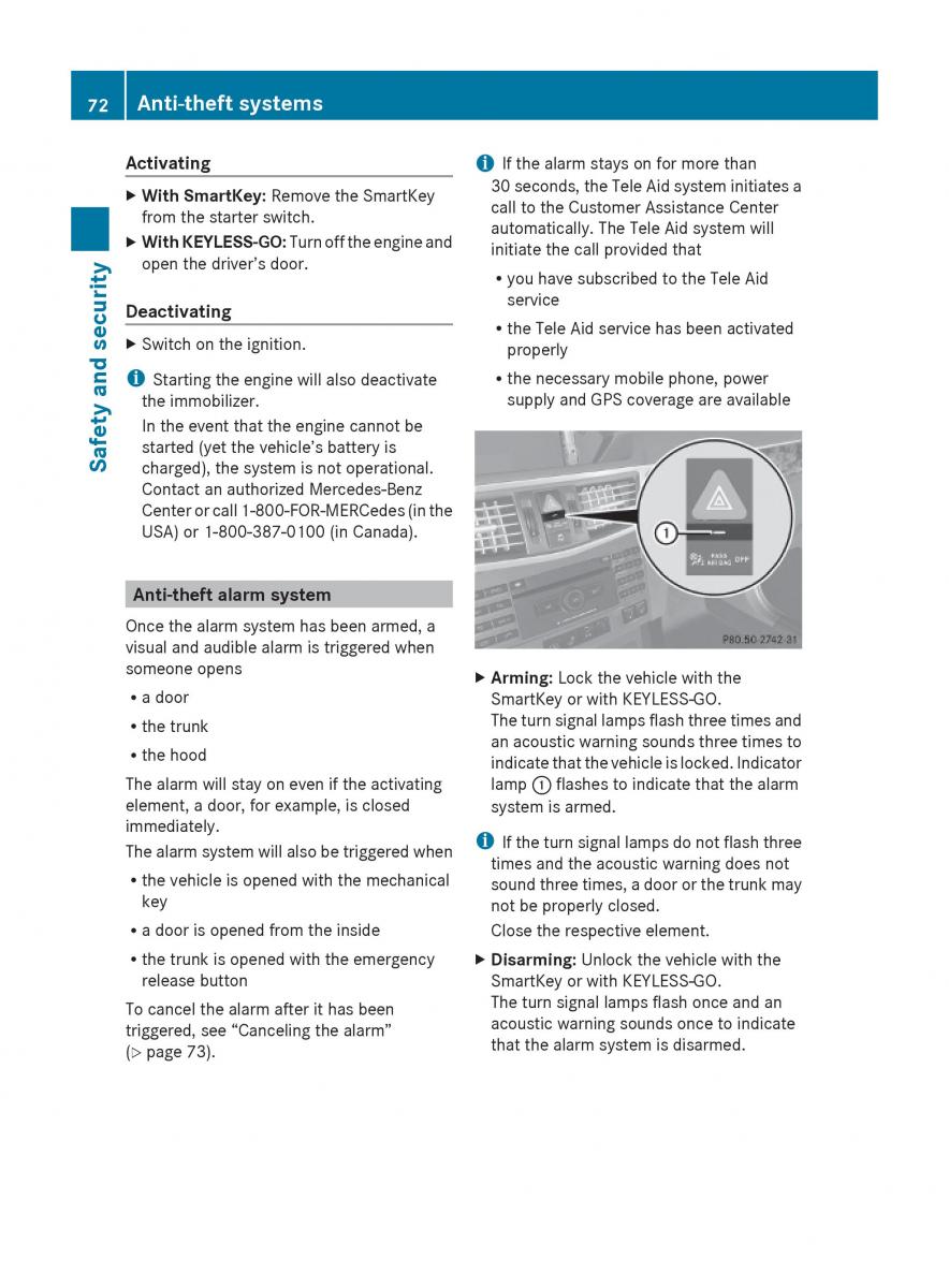 Mercedes Benz E Class W212 2010 owners manual / page 74