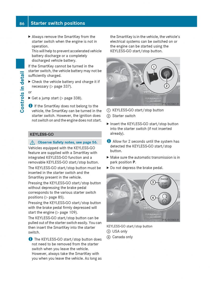 Mercedes Benz E Class W212 2010 owners manual / page 88