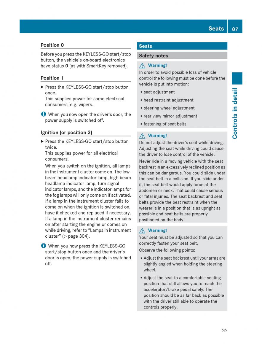 Mercedes Benz E Class W212 2010 owners manual / page 89