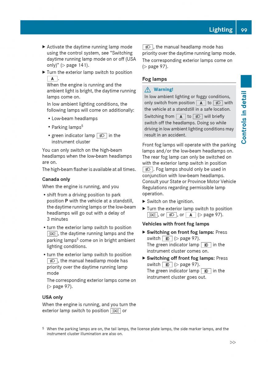 Mercedes Benz E Class W212 2010 owners manual / page 101