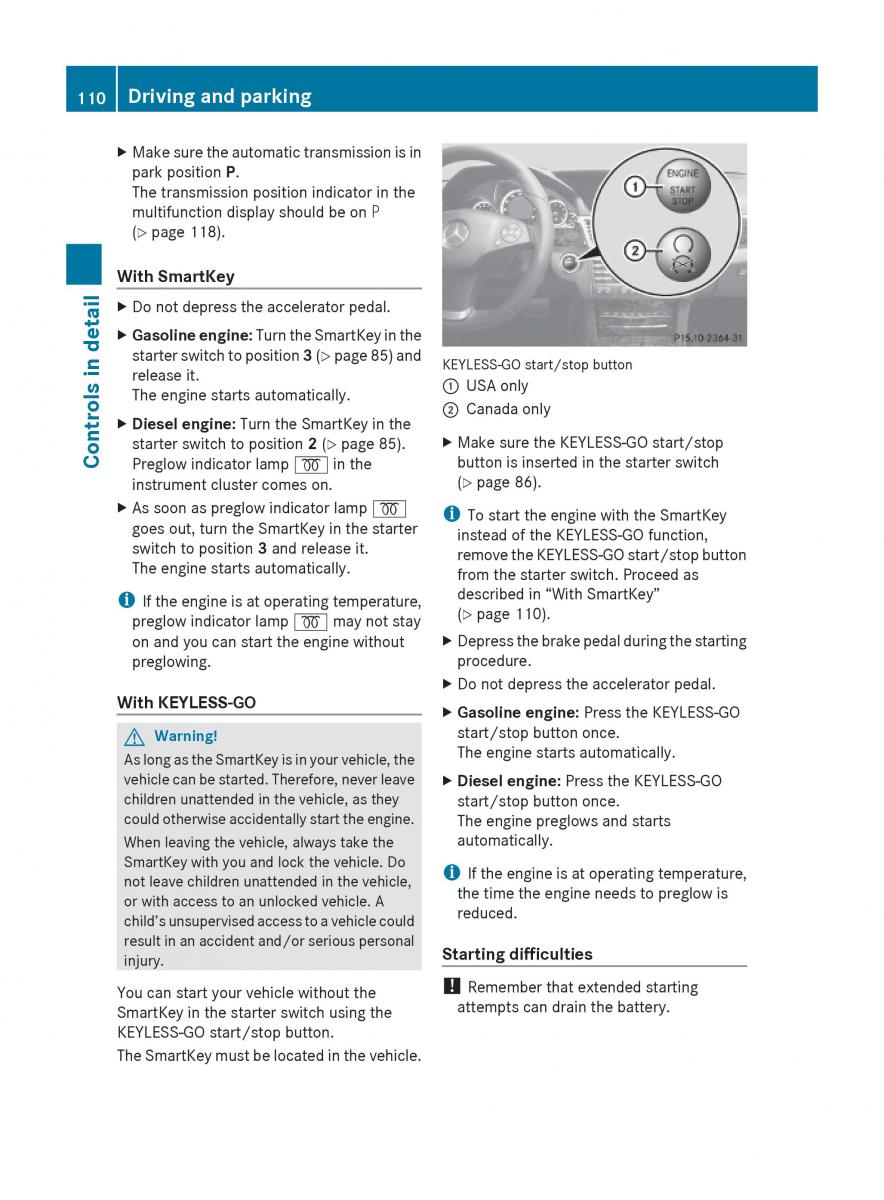 Mercedes Benz E Class W212 2010 owners manual / page 112