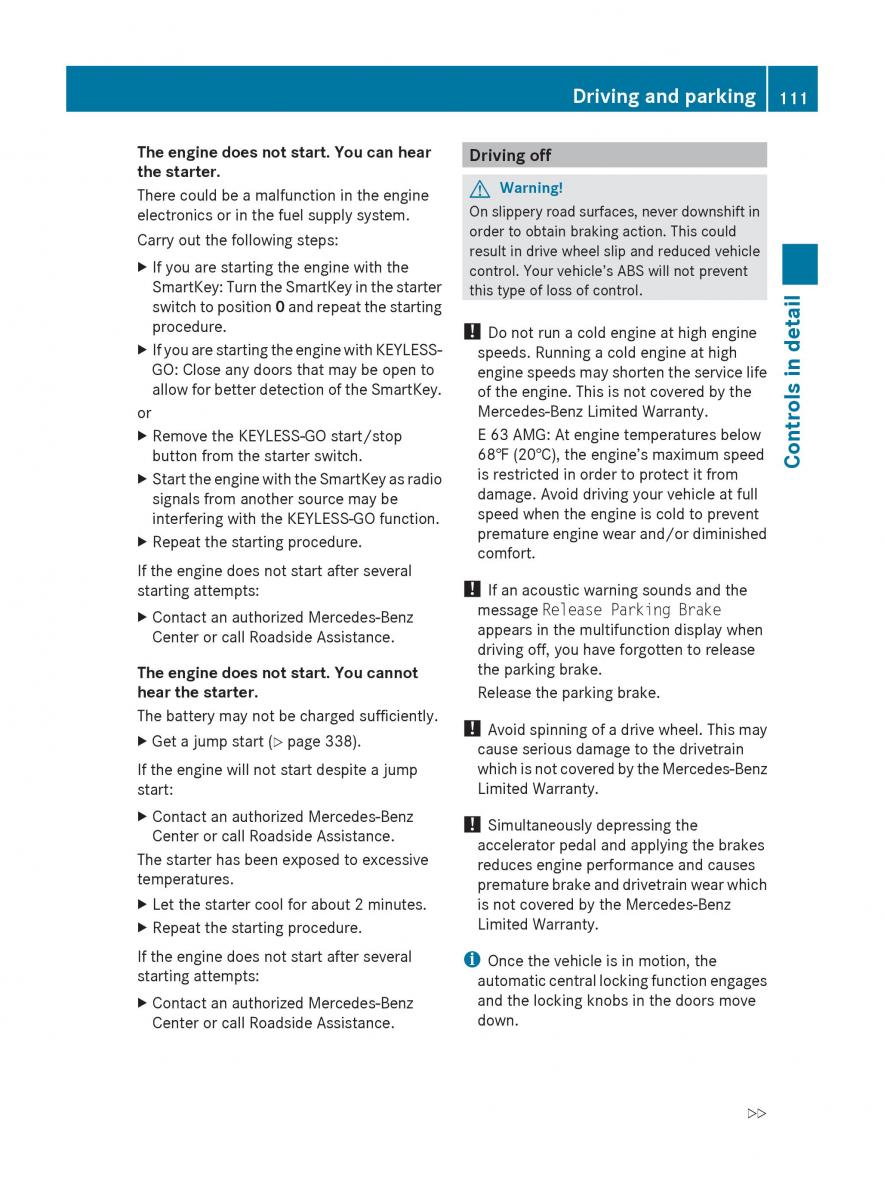 Mercedes Benz E Class W212 2010 owners manual / page 113