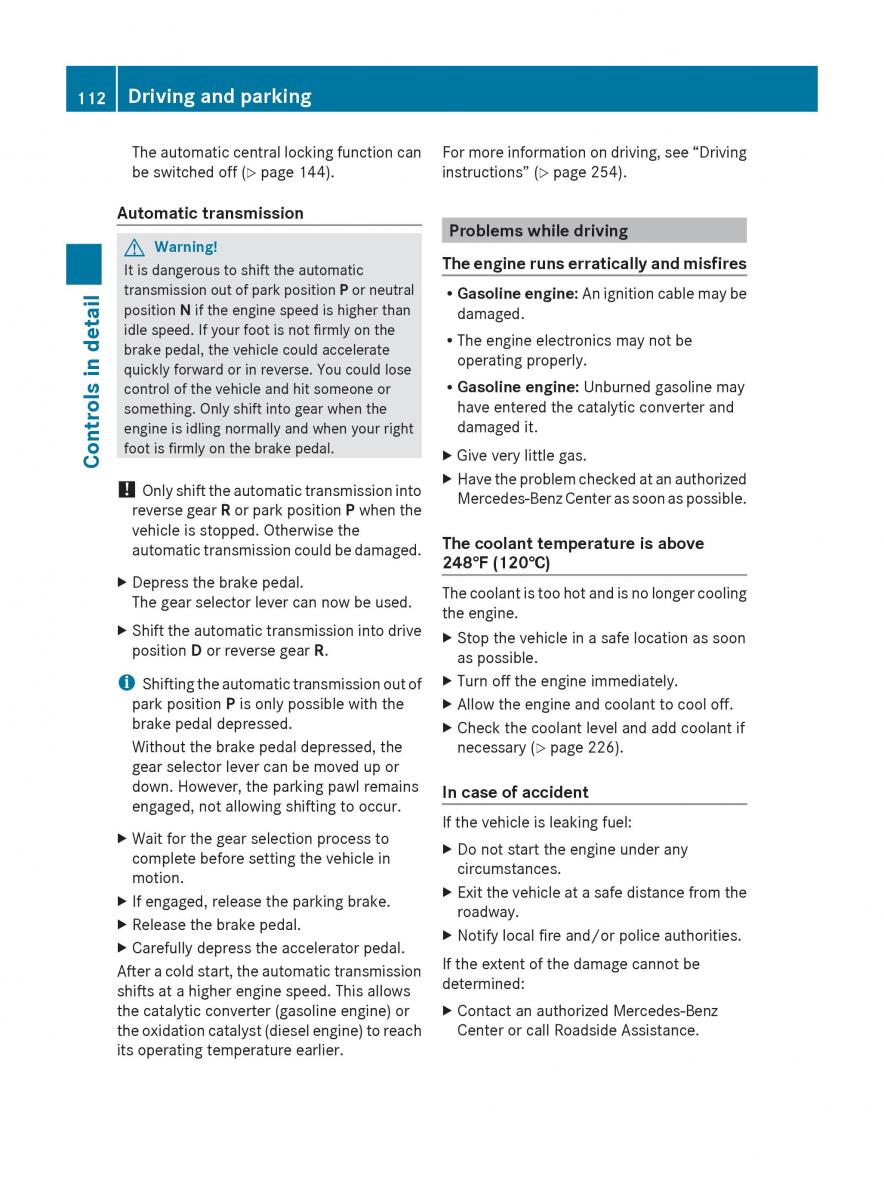 Mercedes Benz E Class W212 2010 owners manual / page 114