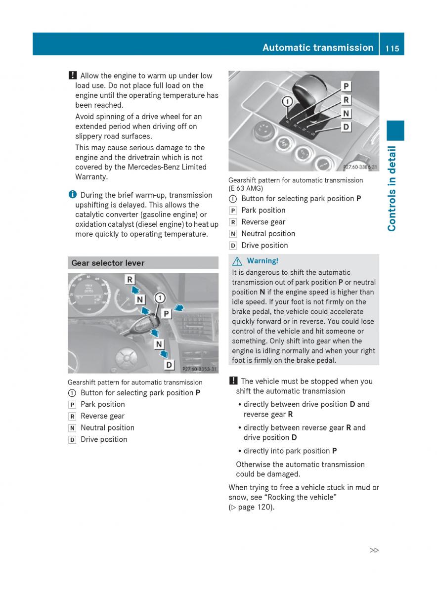 Mercedes Benz E Class W212 2010 owners manual / page 117