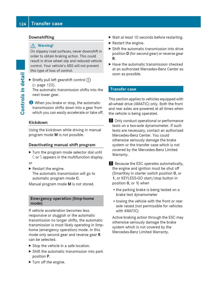 Mercedes Benz E Class W212 2010 owners manual / page 126