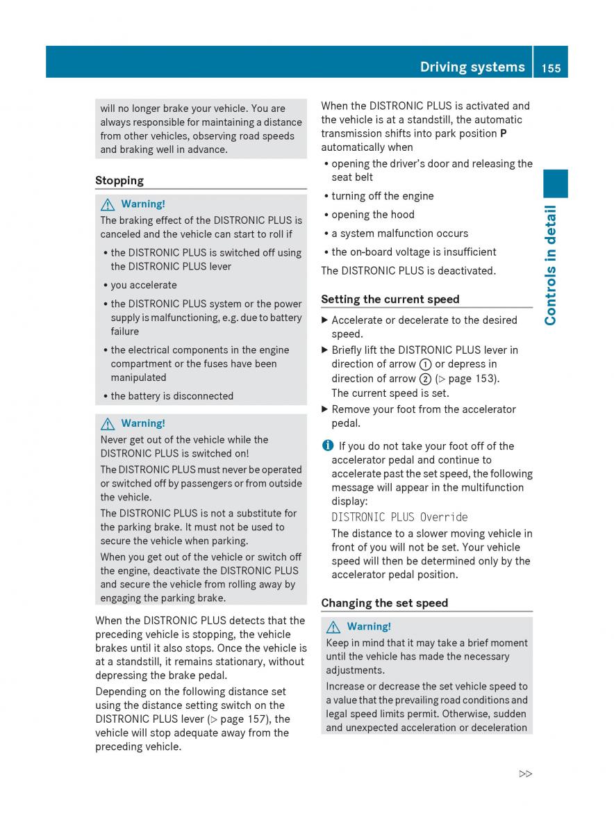 Mercedes Benz E Class W212 2010 owners manual / page 157