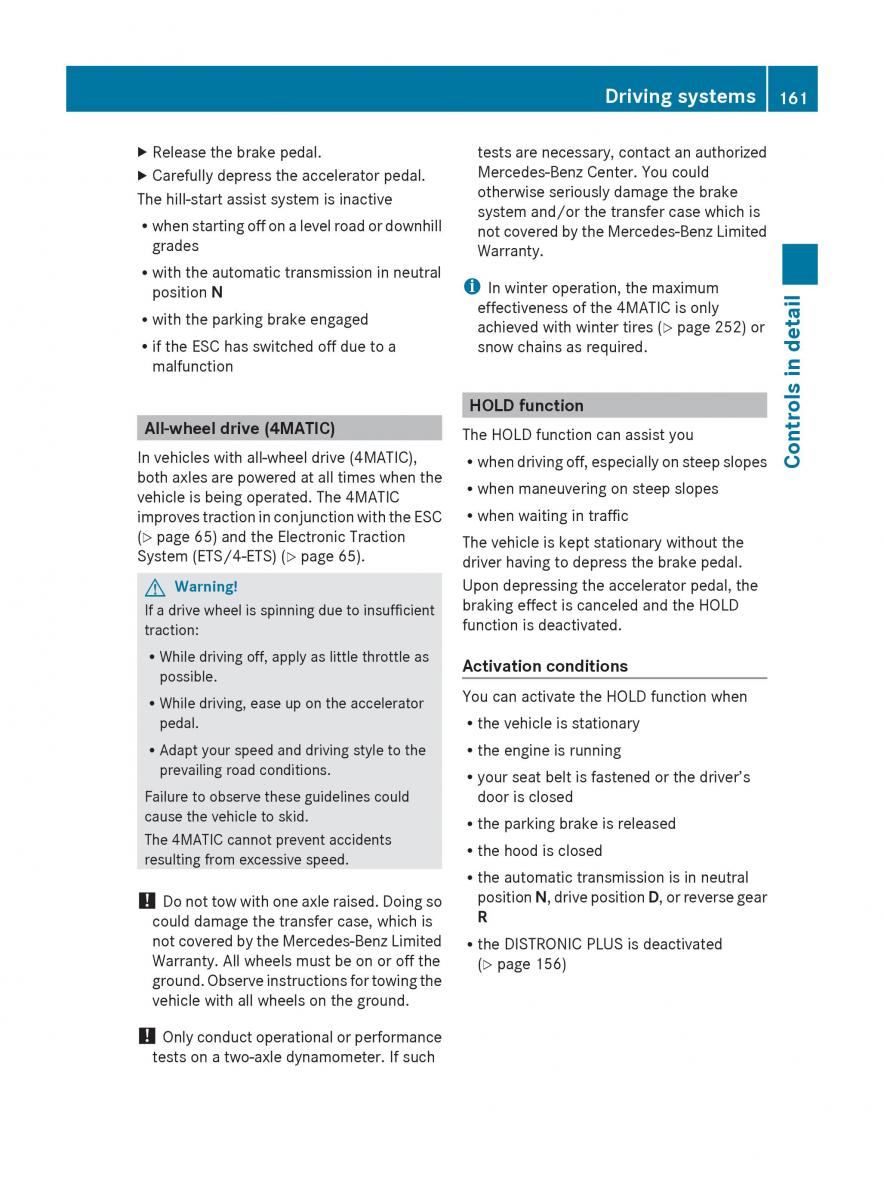 Mercedes Benz E Class W212 2010 owners manual / page 163