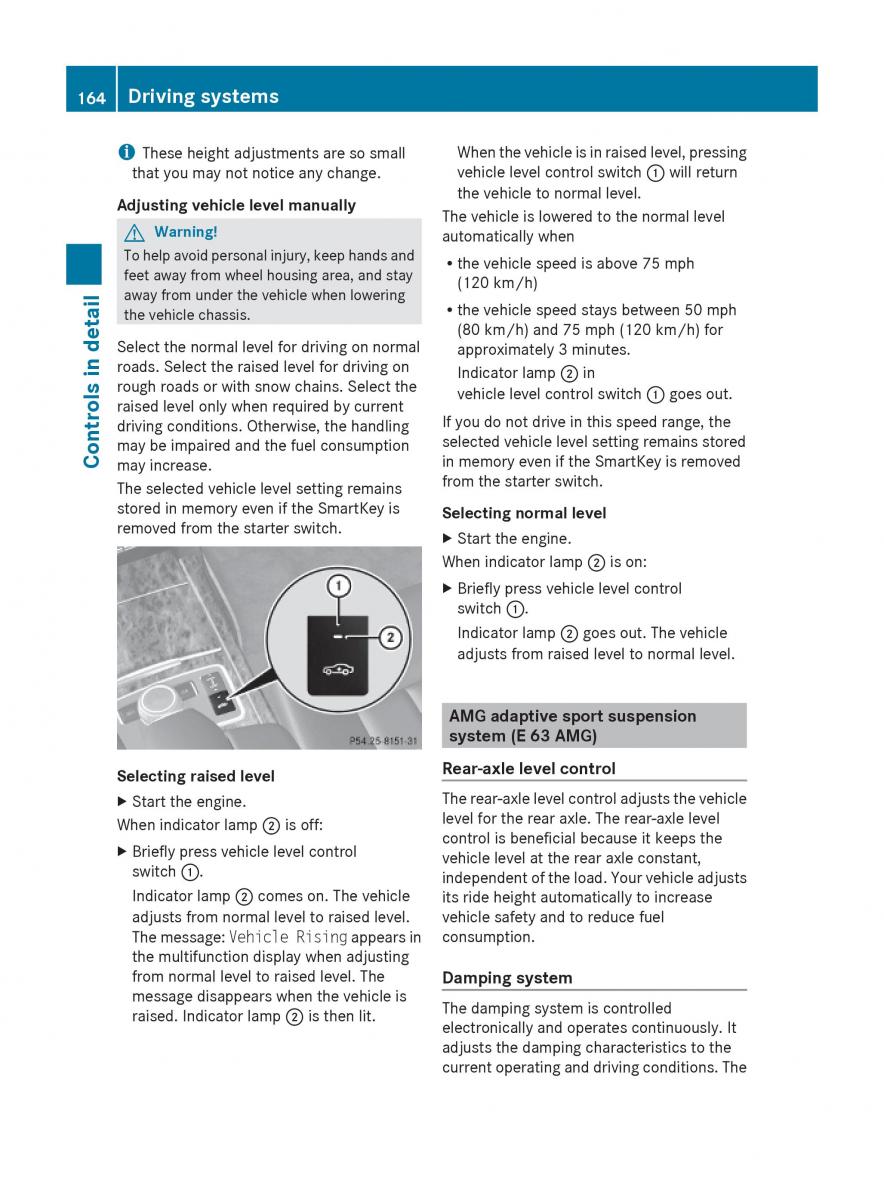 Mercedes Benz E Class W212 2010 owners manual / page 166