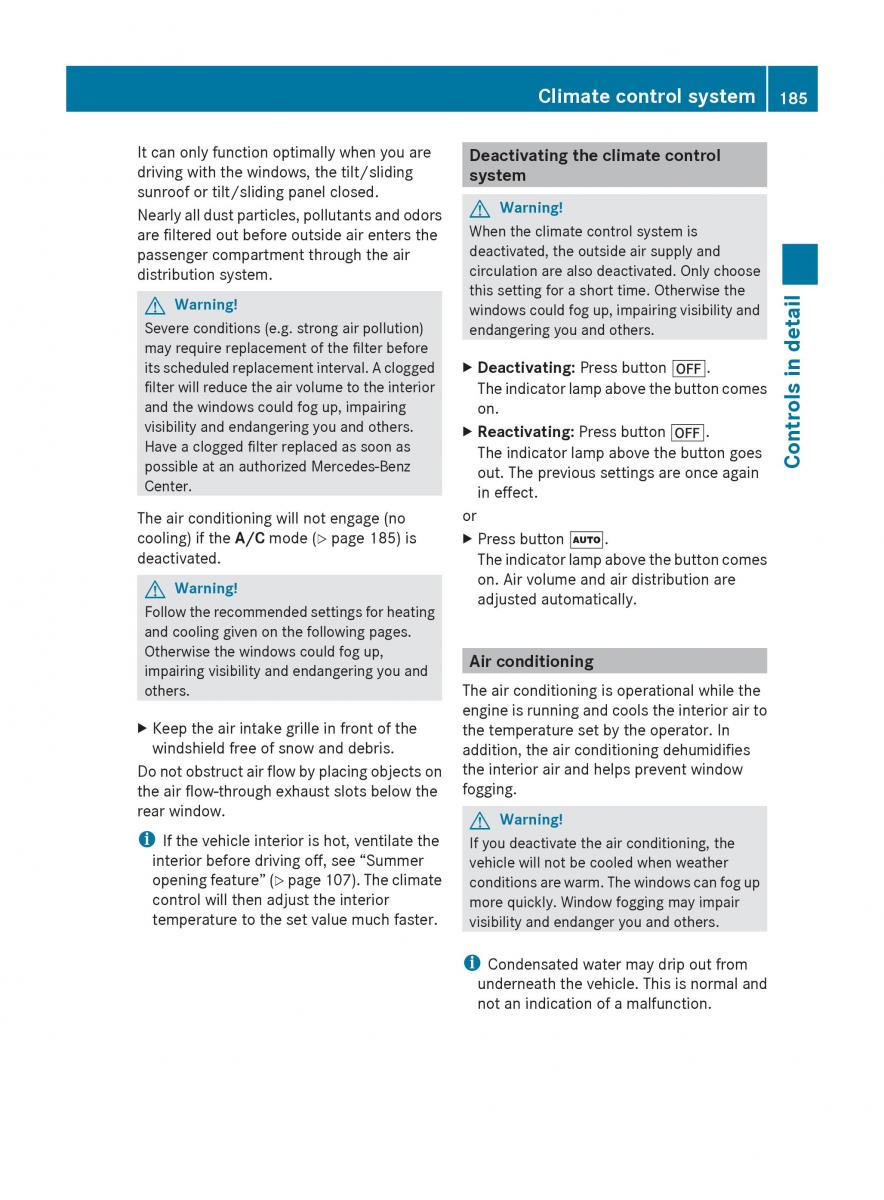 Mercedes Benz E Class W212 2010 owners manual / page 187