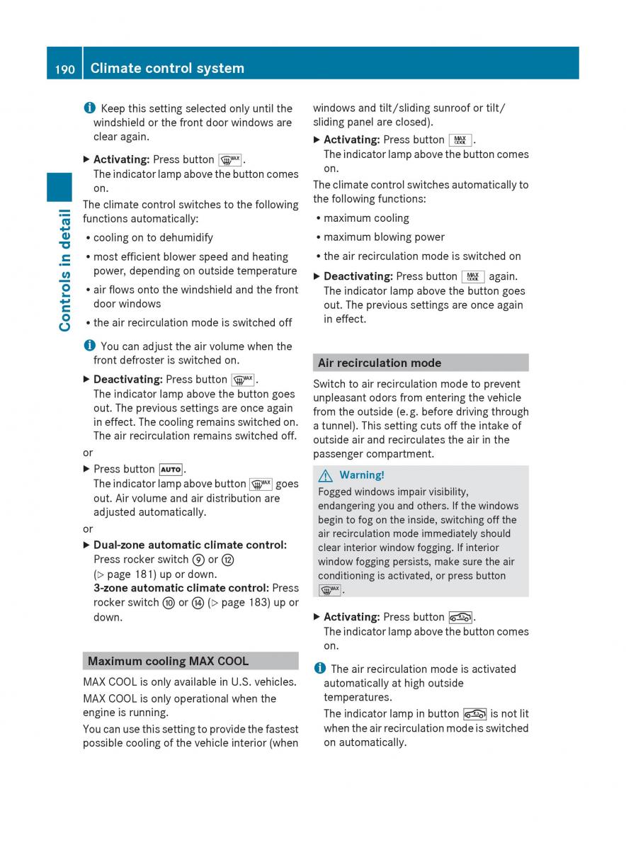 Mercedes Benz E Class W212 2010 owners manual / page 192