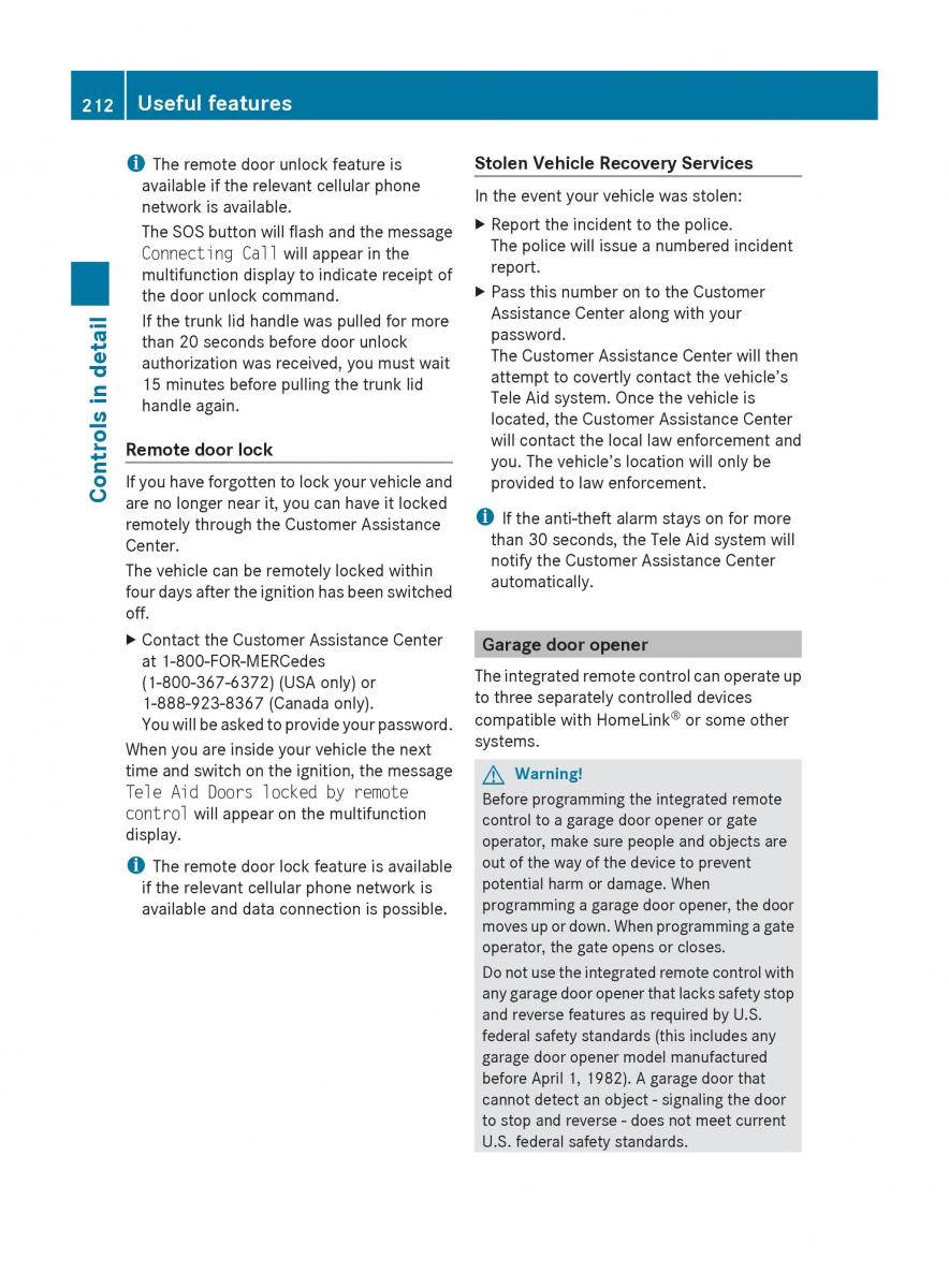 Mercedes Benz E Class W212 2010 owners manual / page 214