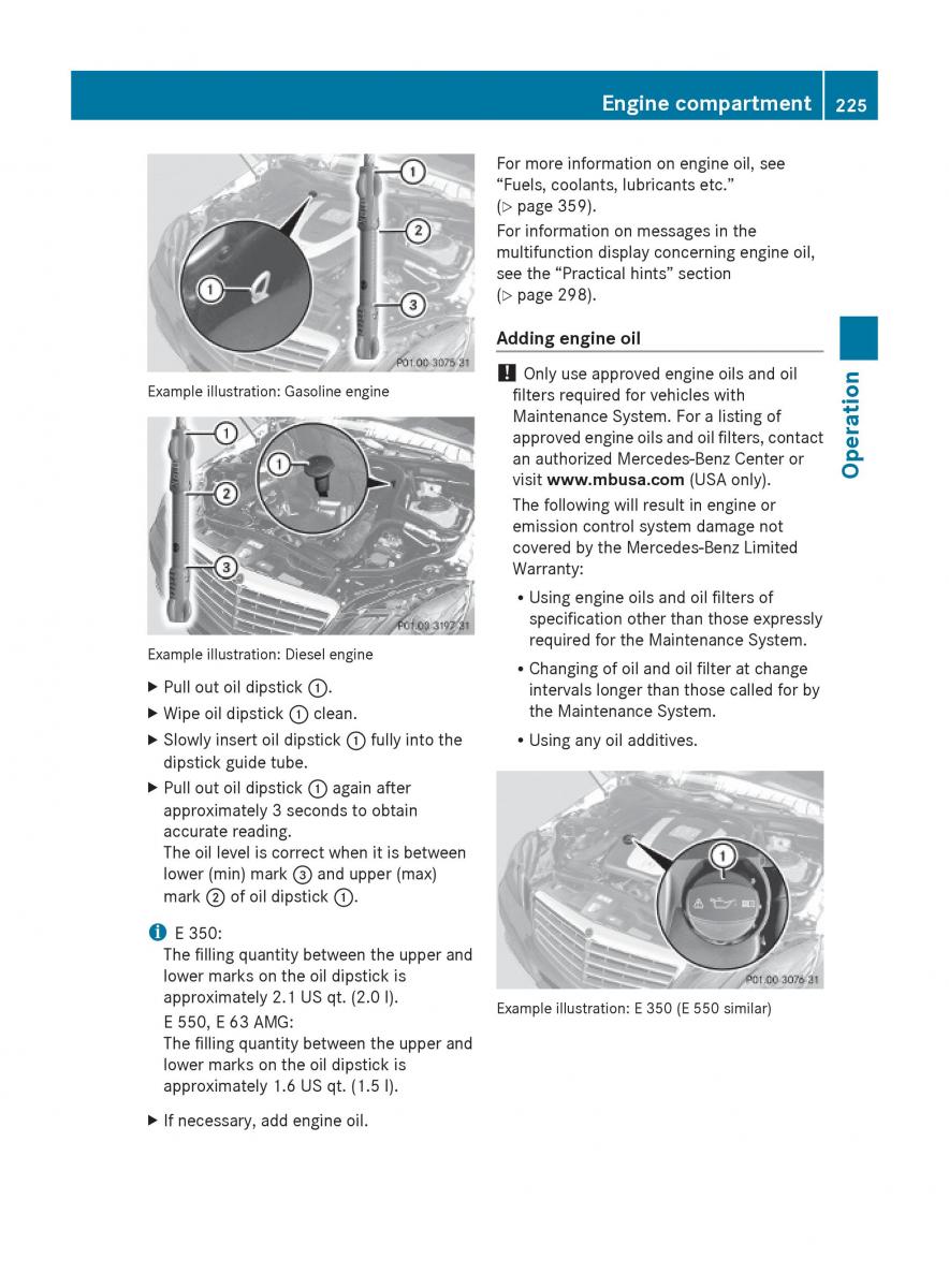 Mercedes Benz E Class W212 2010 owners manual / page 227