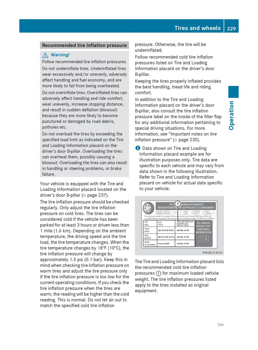 Mercedes Benz E Class W212 2010 owners manual / page 231