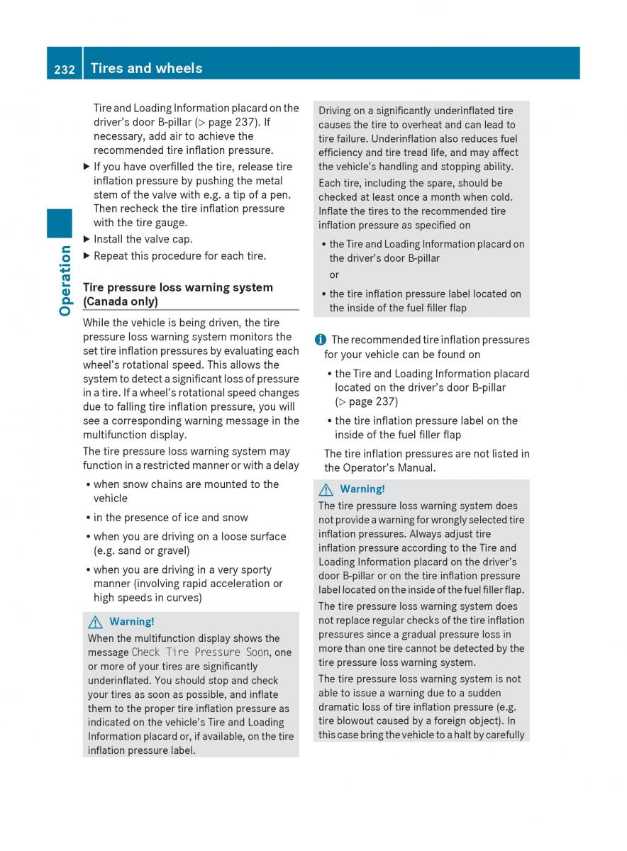 Mercedes Benz E Class W212 2010 owners manual / page 234