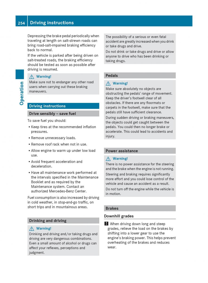 Mercedes Benz E Class W212 2010 owners manual / page 256