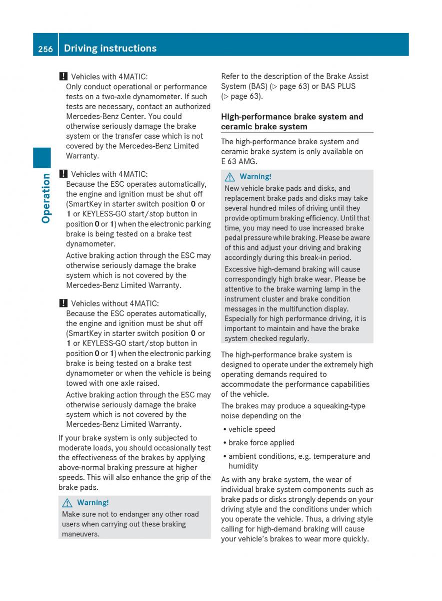 Mercedes Benz E Class W212 2010 owners manual / page 258