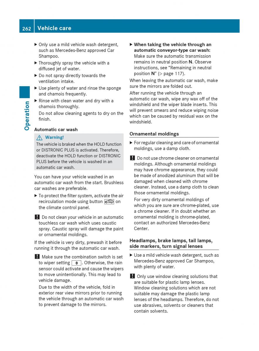 Mercedes Benz E Class W212 2010 owners manual / page 264