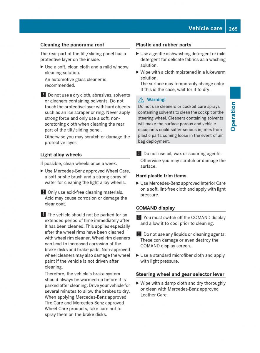 Mercedes Benz E Class W212 2010 owners manual / page 267