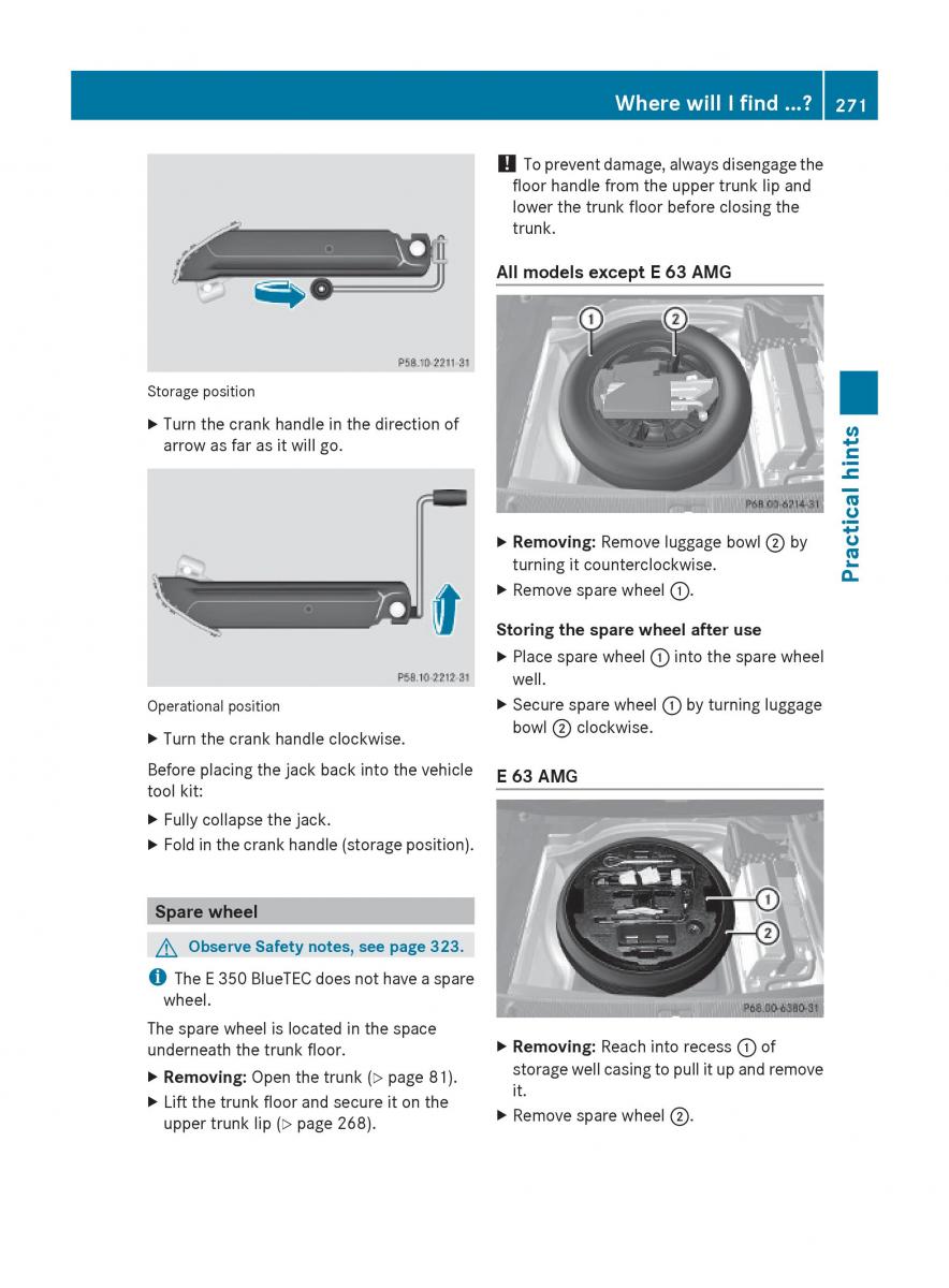 Mercedes Benz E Class W212 2010 owners manual / page 273