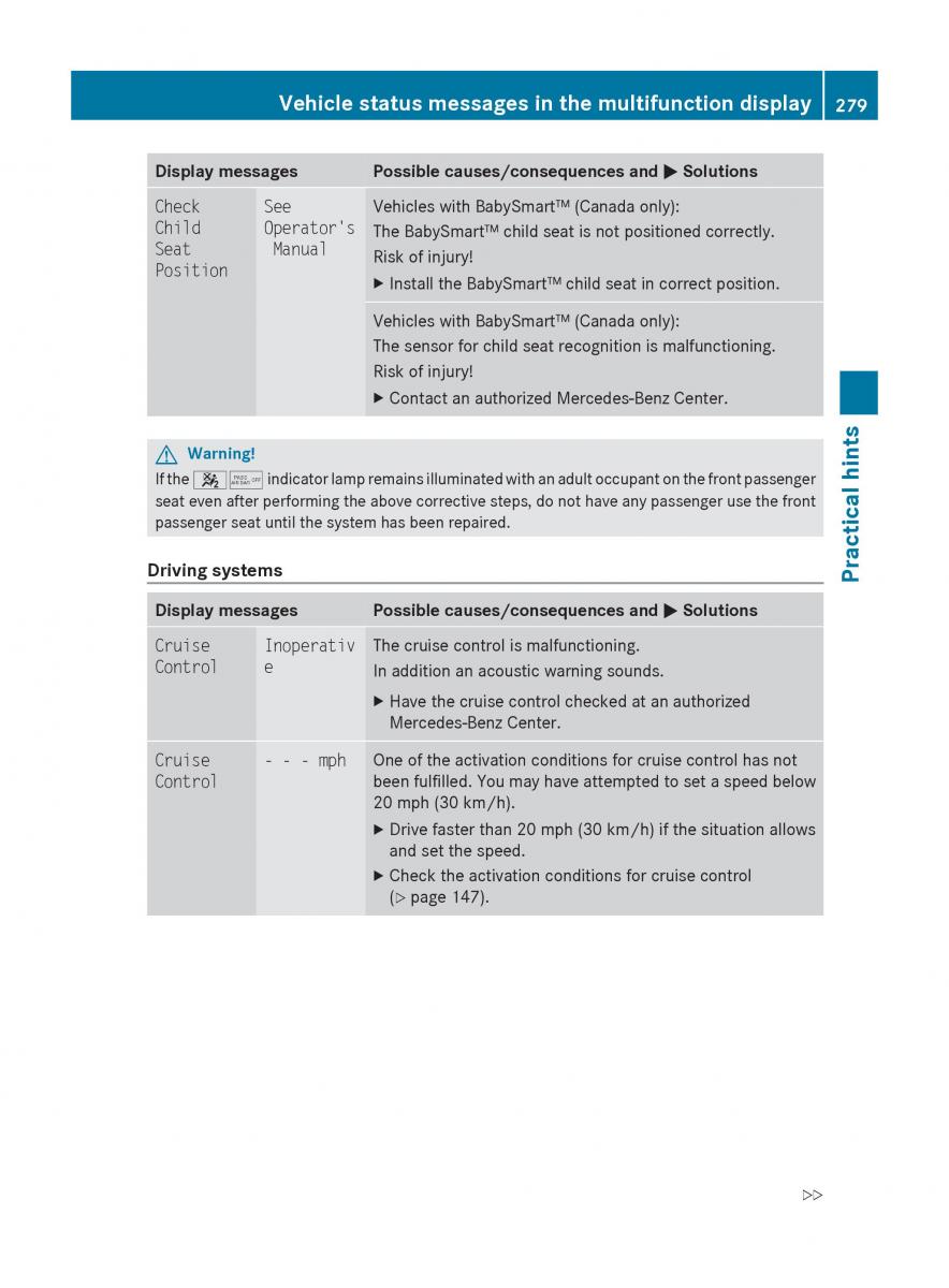 Mercedes Benz E Class W212 2010 owners manual / page 281