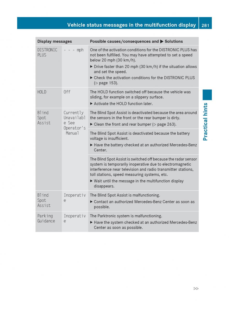 Mercedes Benz E Class W212 2010 owners manual / page 283