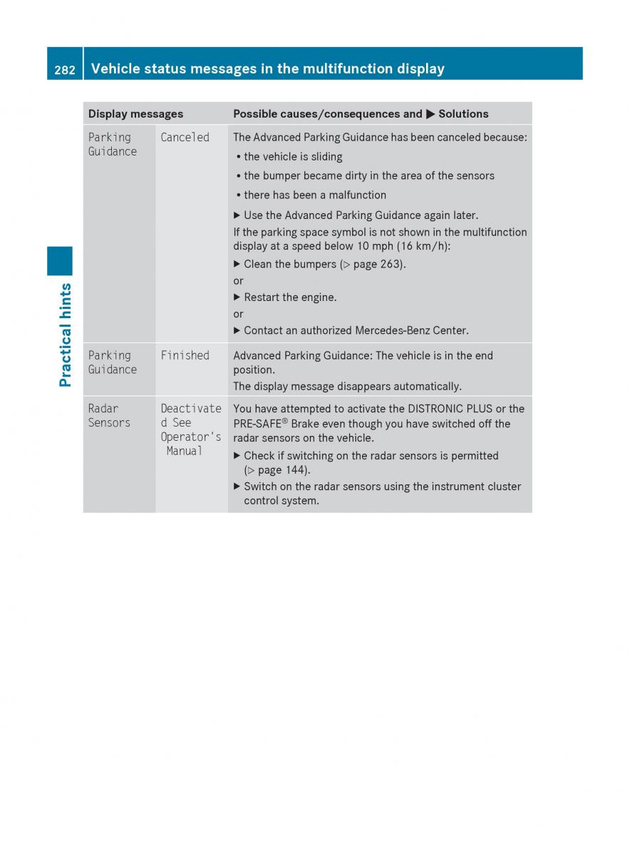 Mercedes Benz E Class W212 2010 owners manual / page 284